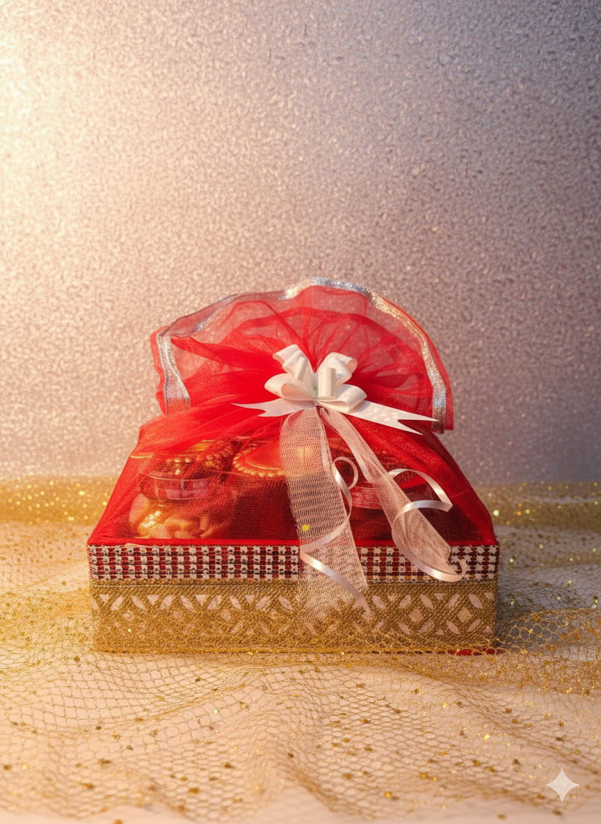 Diwali gift hamper with sweets, dry fruits and chocolates